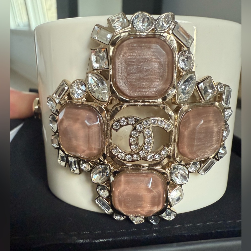 *AUTHENTIC* CHANEL 23P White, Gold and Pink Cuff Bracelet